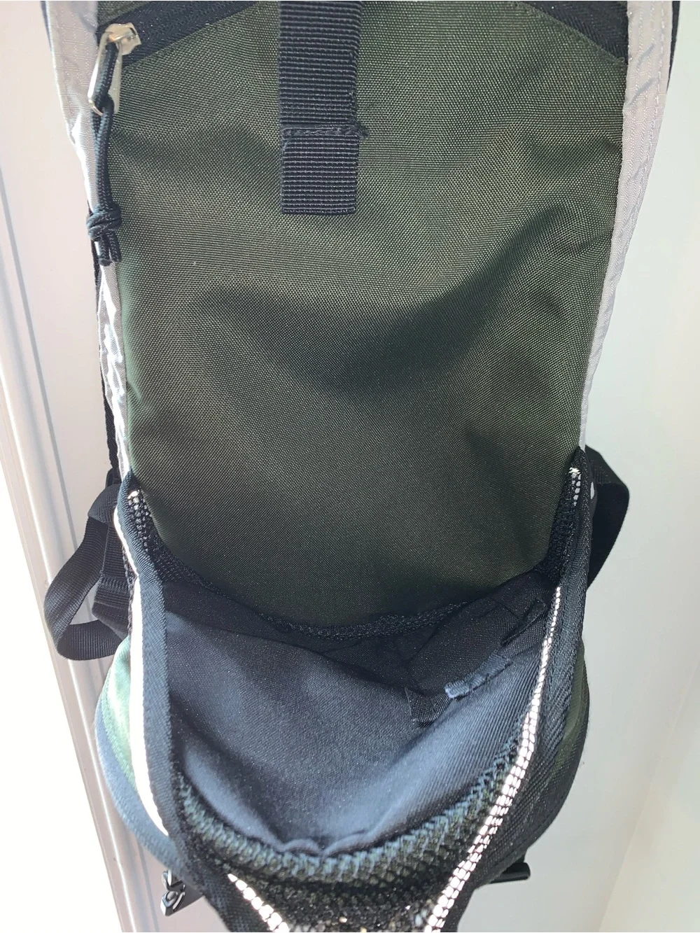 Eddie Bauer backpack small to medium green gray and black excellent condition